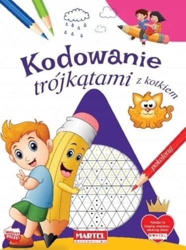 Kodowanie trójkątami z kotkiem kolorowanka