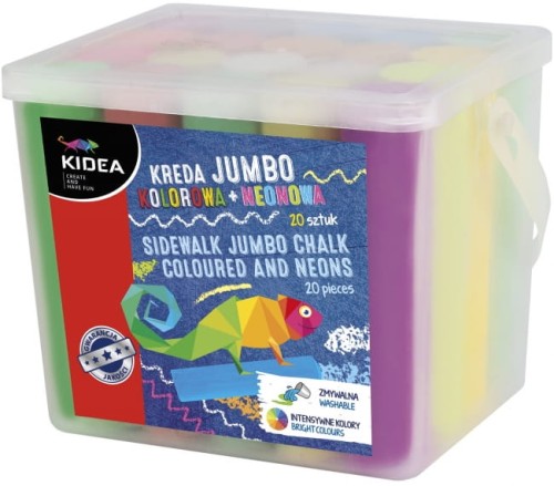 Kidea kreda chodnikowa jumbo gruba kolorowa neonowa 20 szt