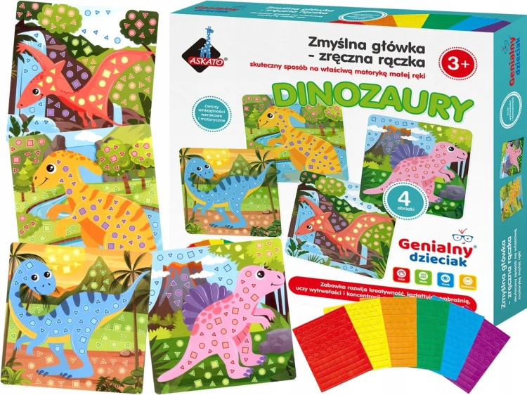 Askato zmyślna główka - zręczna rączka wyklejanka piankowa dinozaury