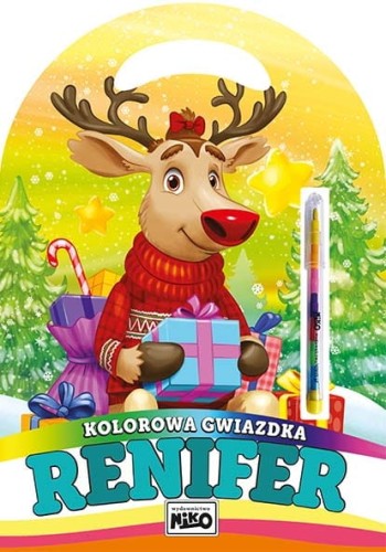 Kolorowanka Kolorowa Gwiazdka Renifer + kredka segmentowa