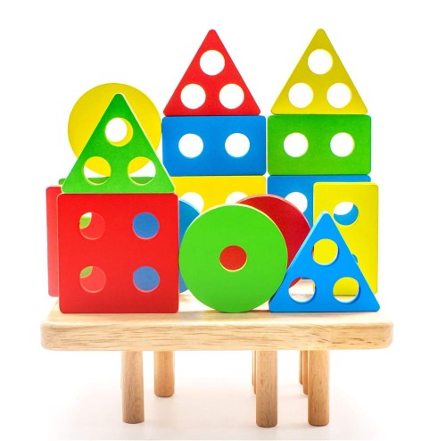 Conikus drewniana układanka z kształtami Montessori