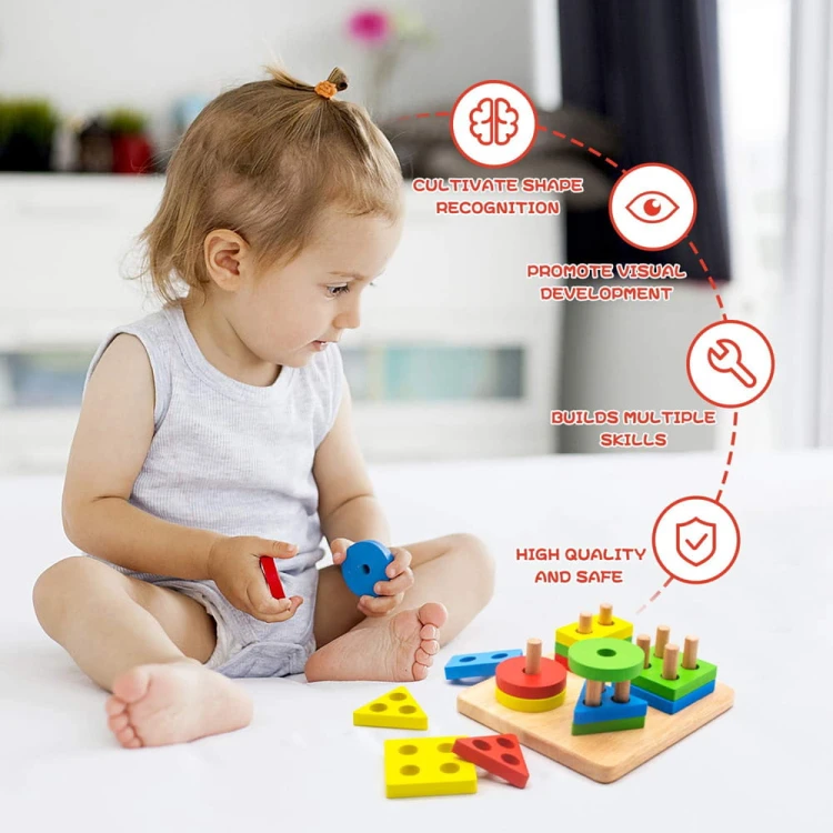 Conikus drewniana układanka z kształtami Montessori